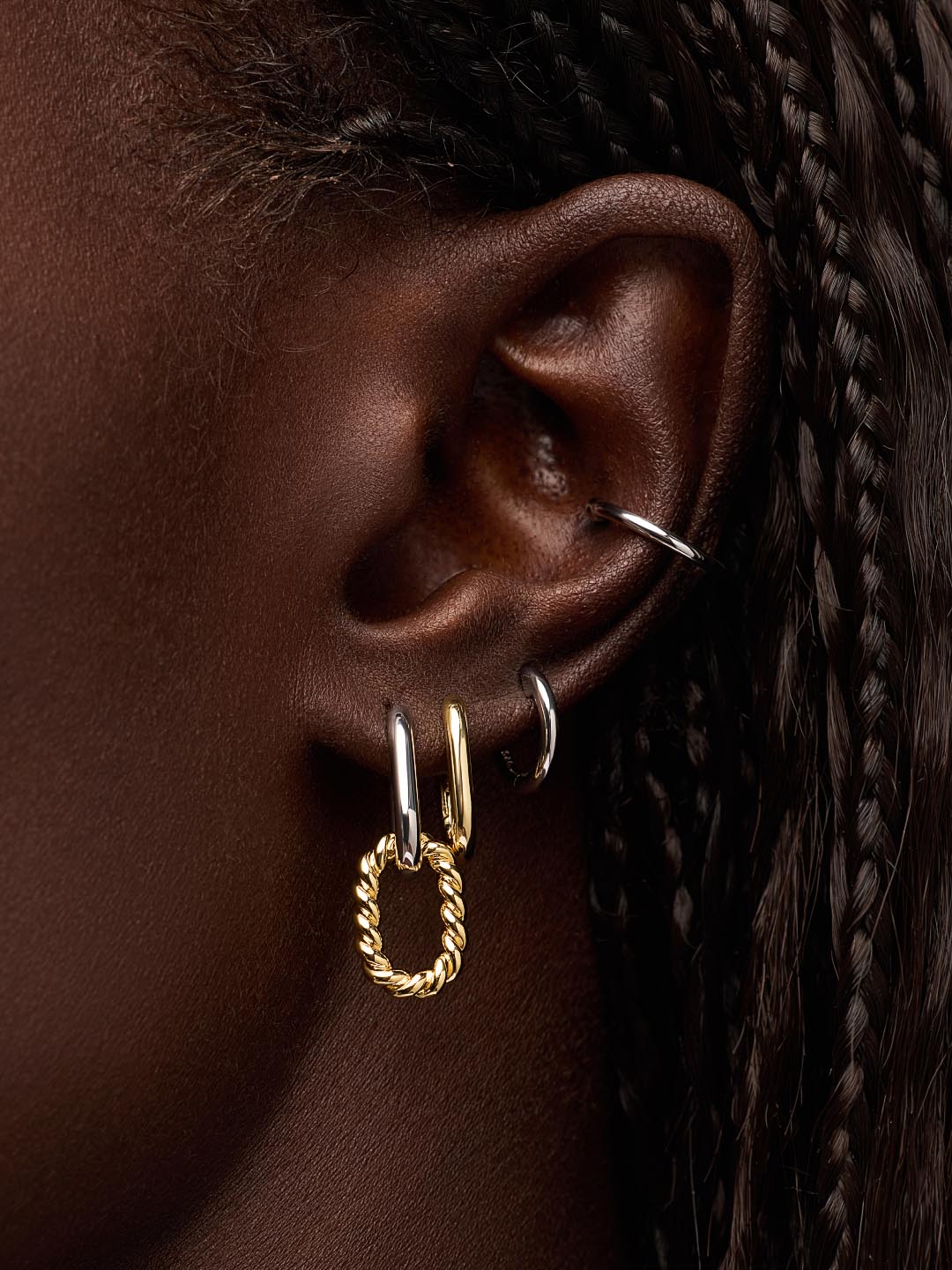Drop Earrings - Ash Double Mini Two Tone