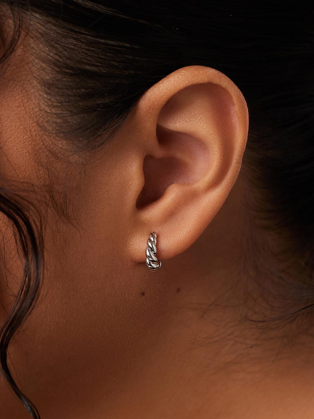 Twisted Hoop Earrings - Paris Mini Silver