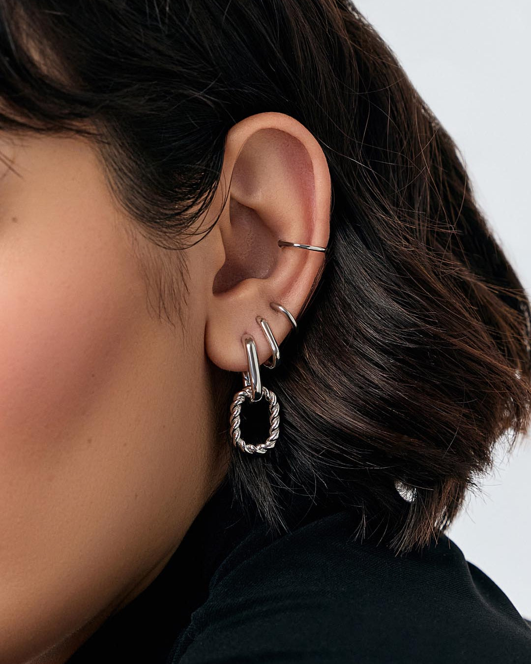 Double Hoop Earrings - Ash Double Silver | Boston Proper