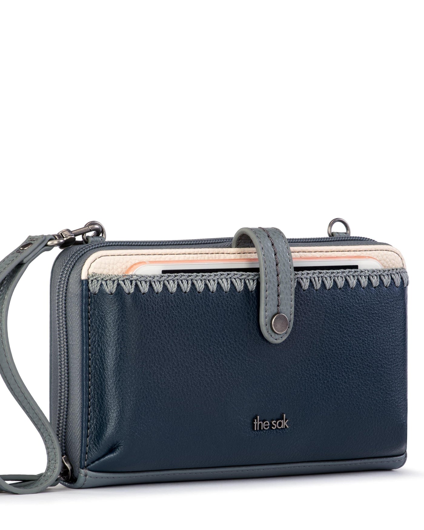 Iris Smartphone Wallet - Leather - Dusty Blue Block
