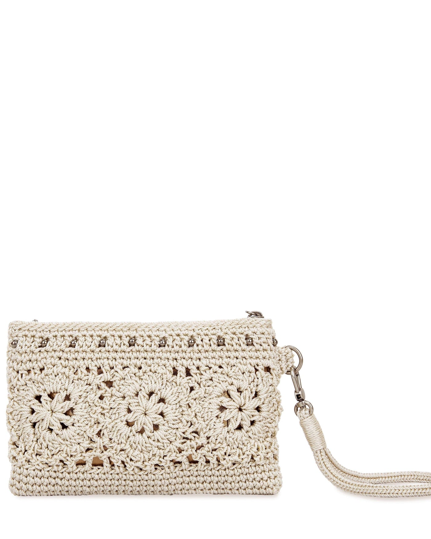 Vita Wristlet - Hand Crochet - Natural Medallion