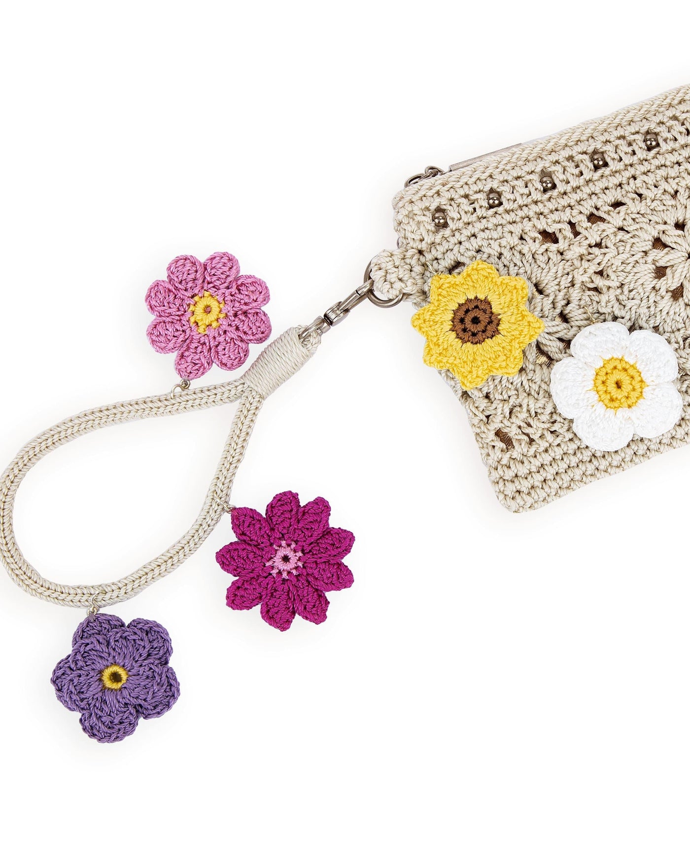 Vita Wristlet - Hand Crochet - Natural Medallion