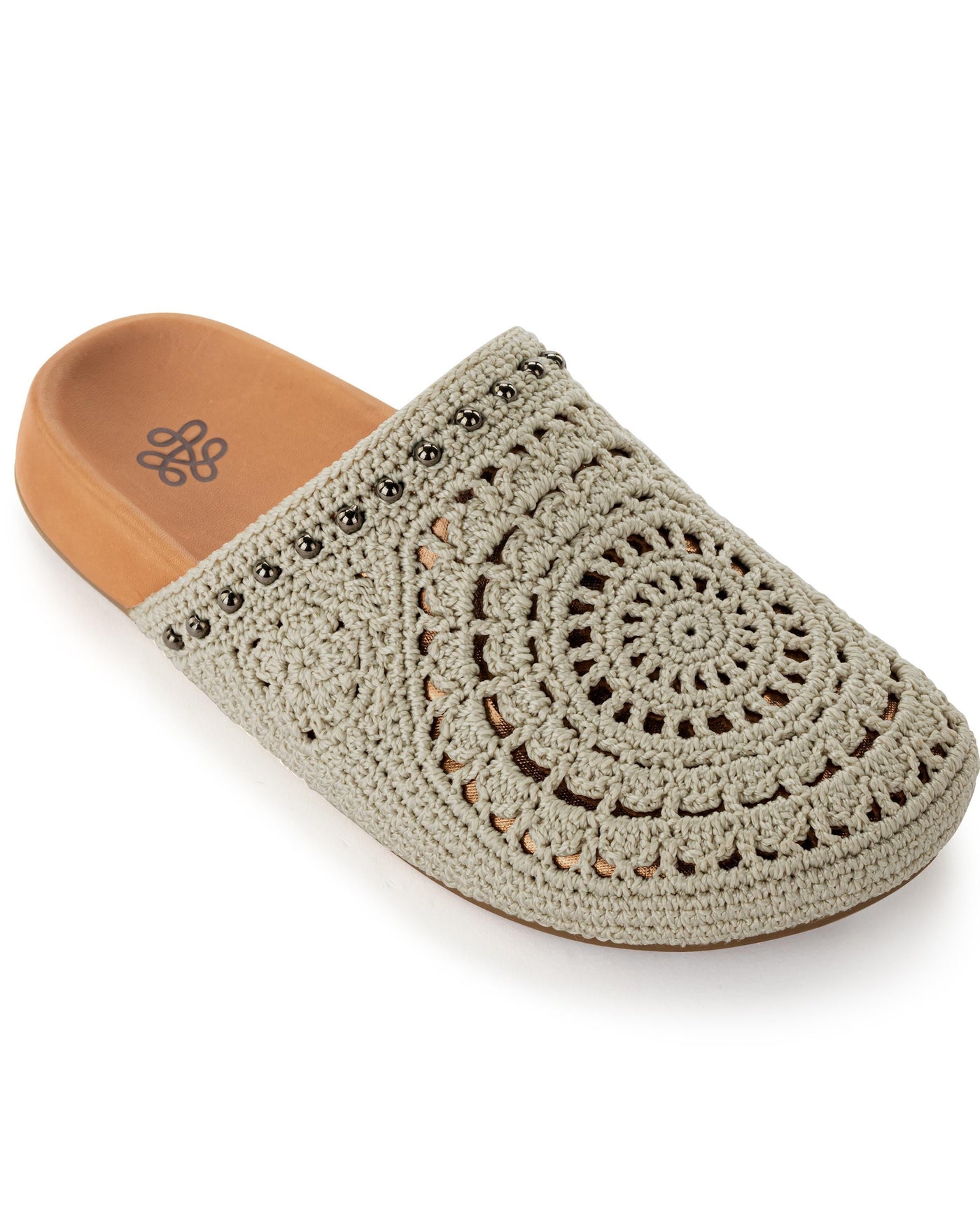 Bolinas Clog - Hand Crochet - Natural Grey Medallion