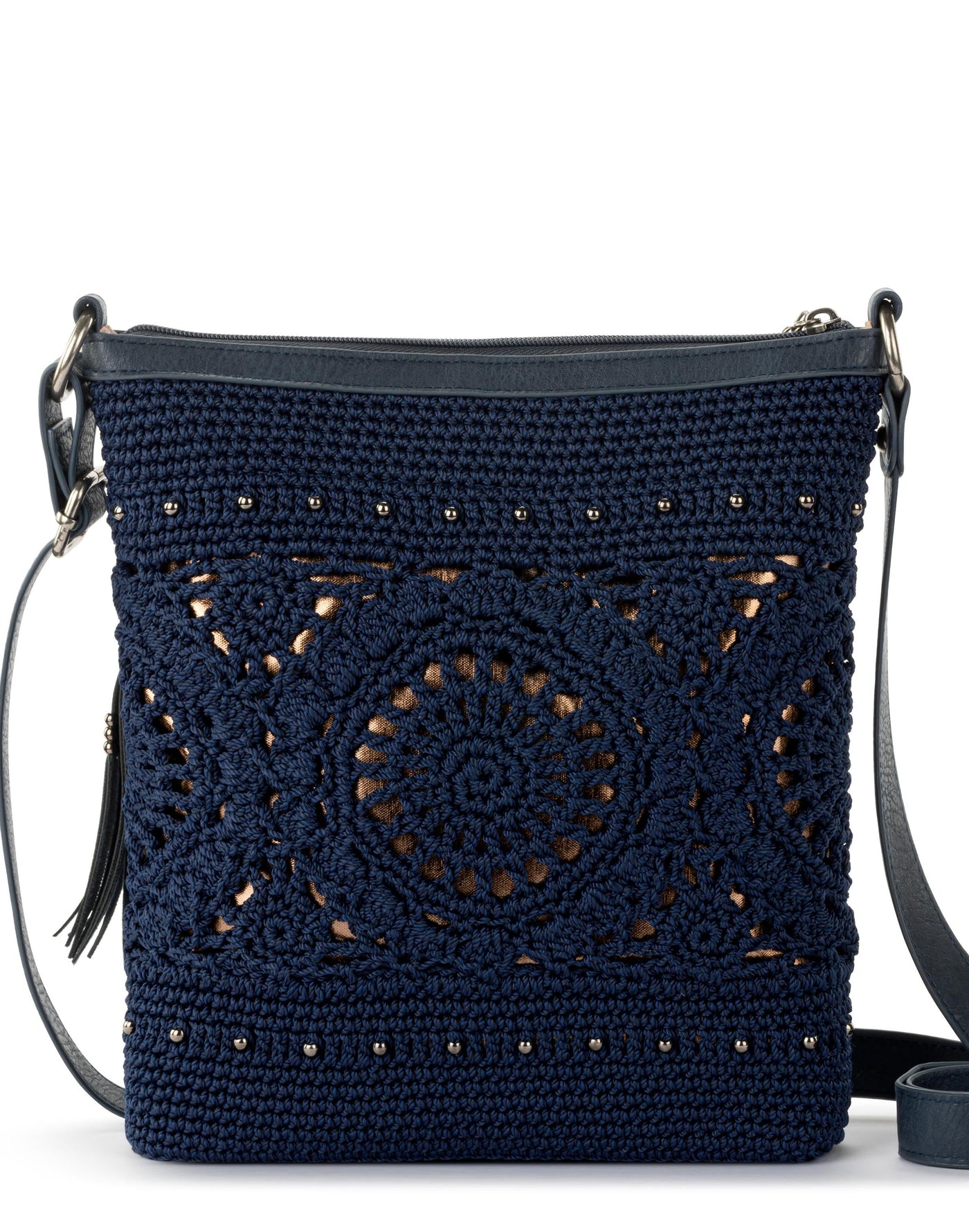 Lucia Crossbody - Hand Crochet - Denim Medallion