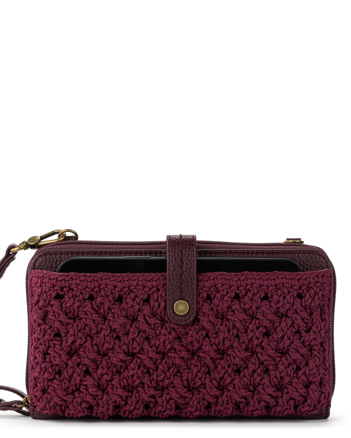 Iris Smartphone Wallet - Hand Crochet - Black Cherry Cozy Weave