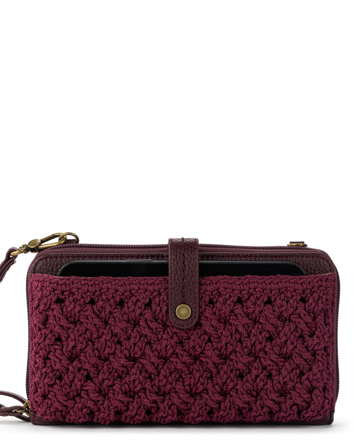 Iris Smartphone Wallet - Hand Crochet - Black Cherry Cozy Weave