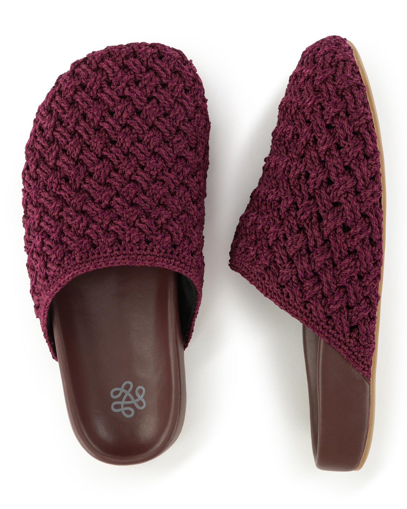 Bolinas Clog - Hand Crochet - Black Cherry Cozy Weave