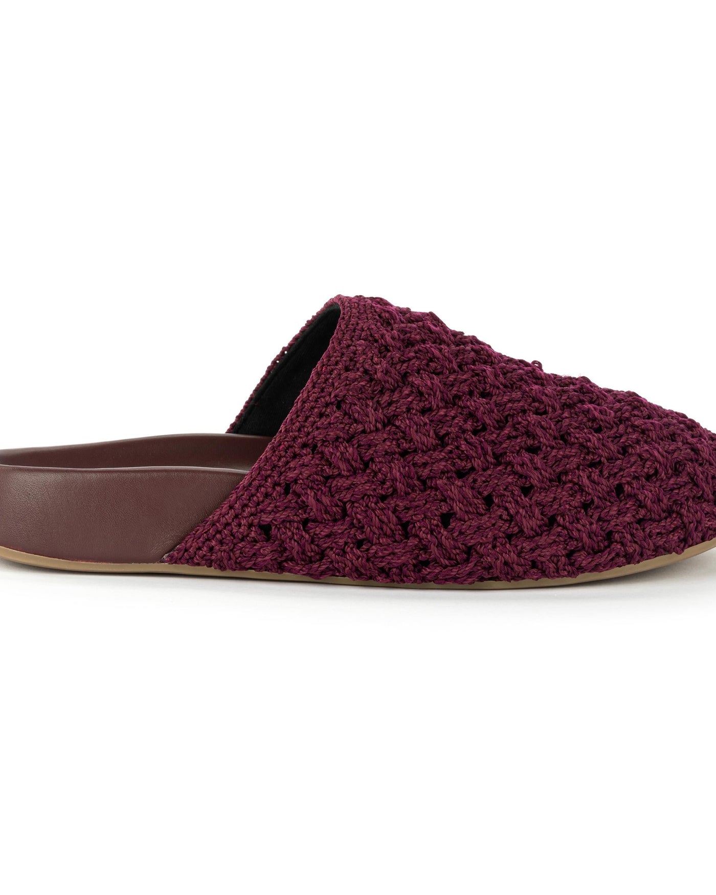 Bolinas Clog - Hand Crochet - Black Cherry Cozy Weave