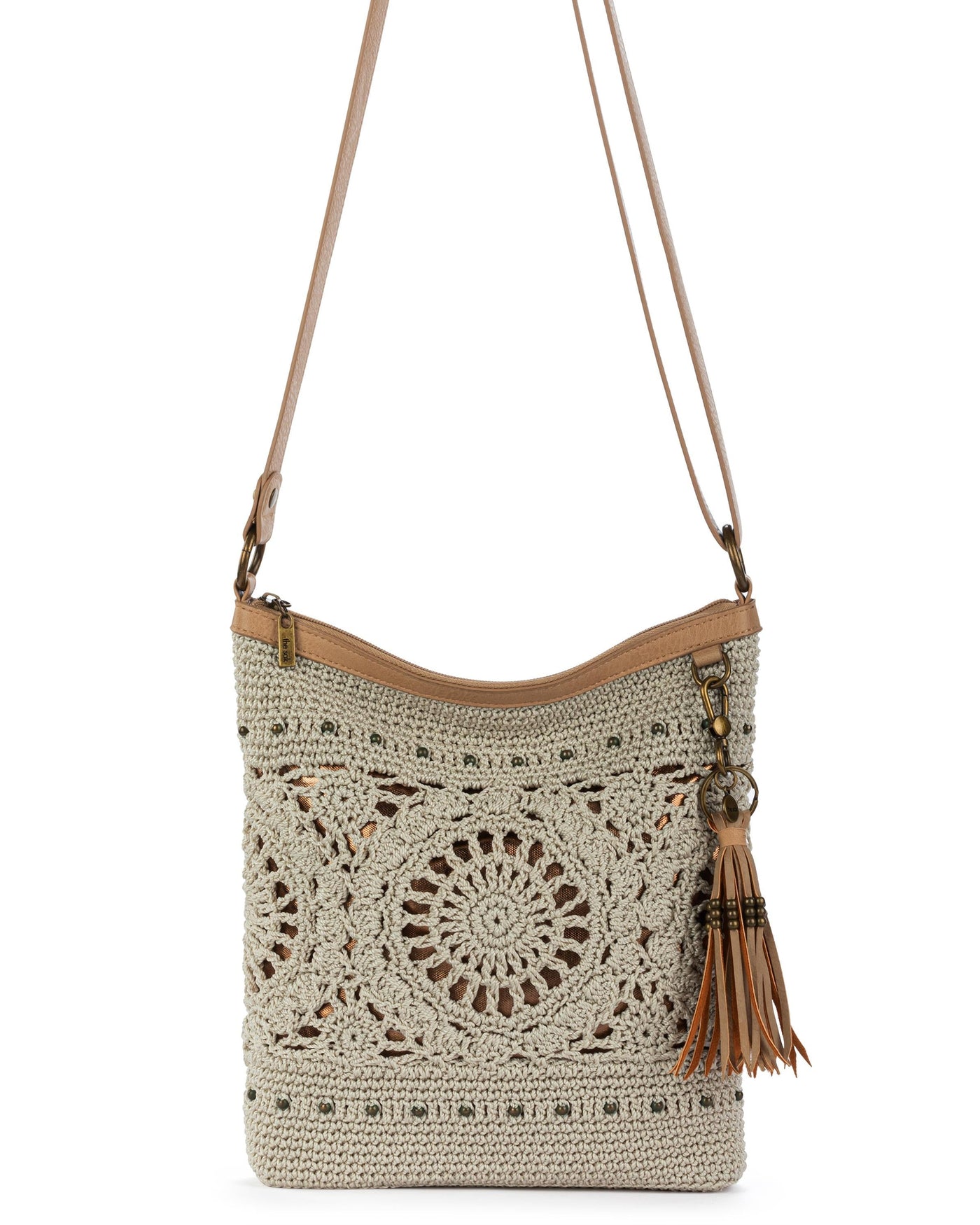 Lucia Crossbody - Hand Crochet - Natural Grey Medallion