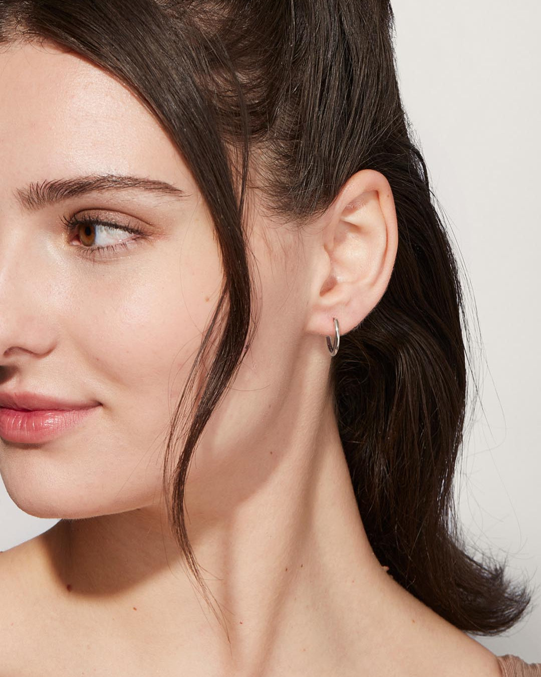 Small Slim Endless Hoops - Lo Small Silver
