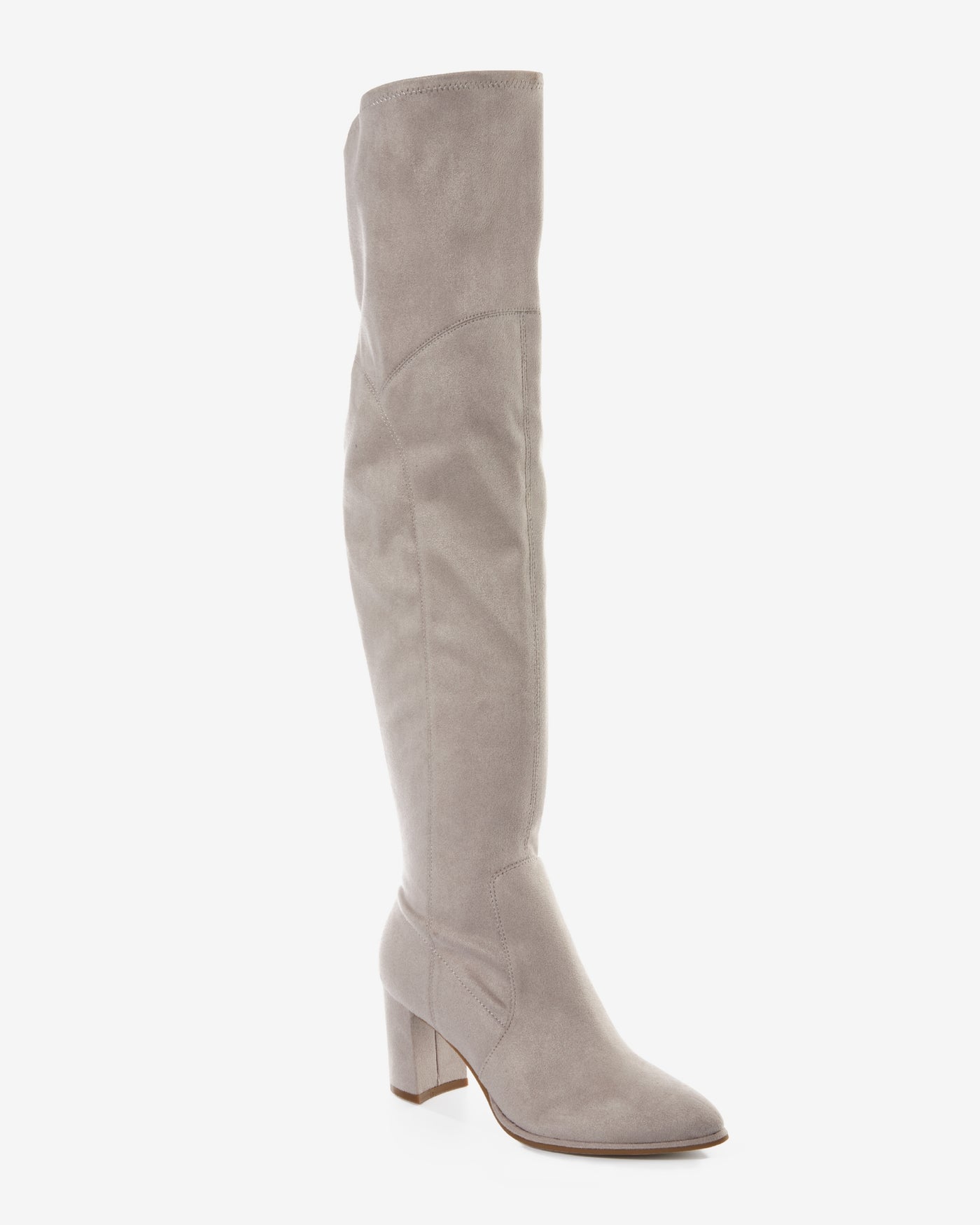 Suede Over The Knee Boot Light Gray