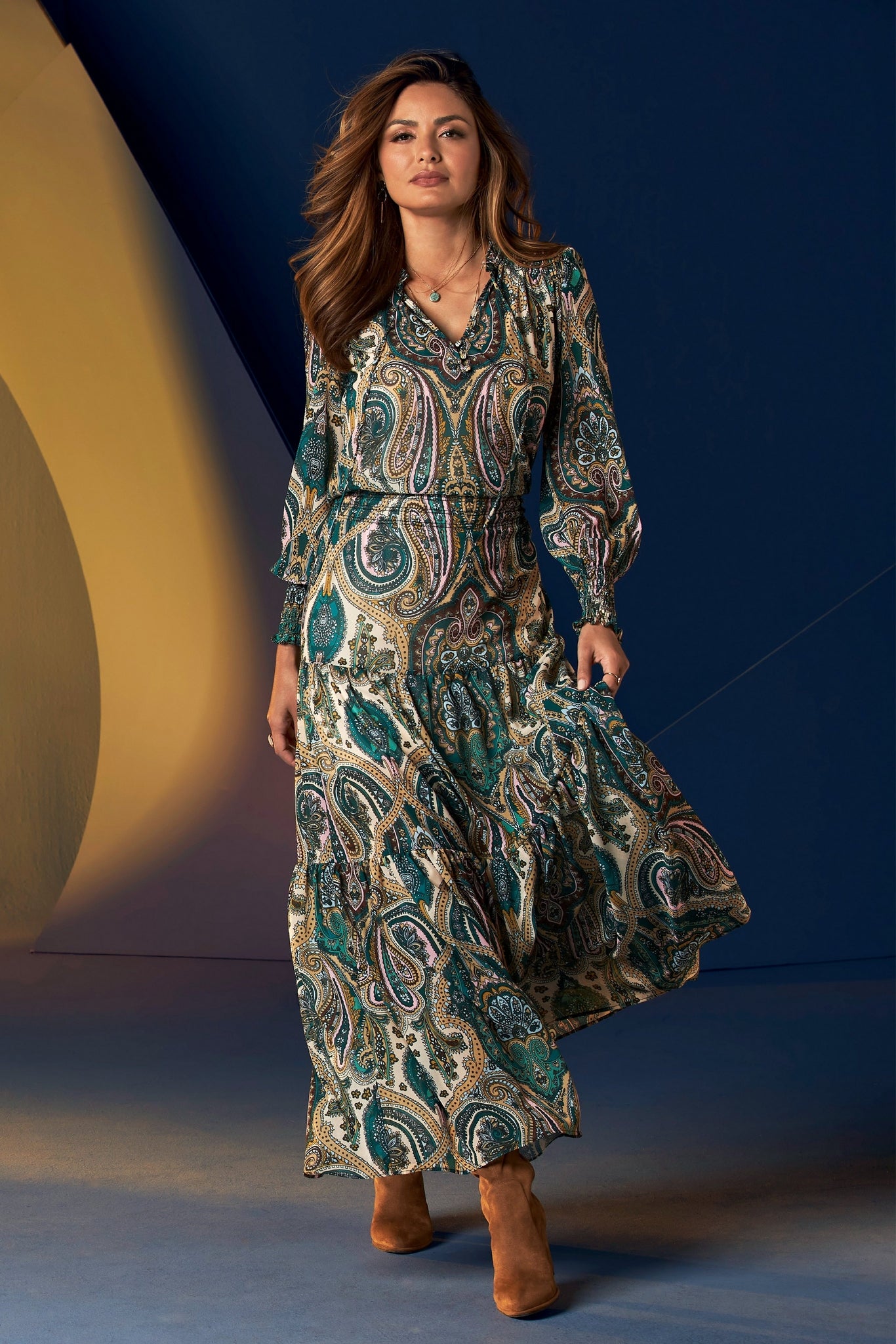 Paisley Boho Maxi Dress Neutral - Multicolor