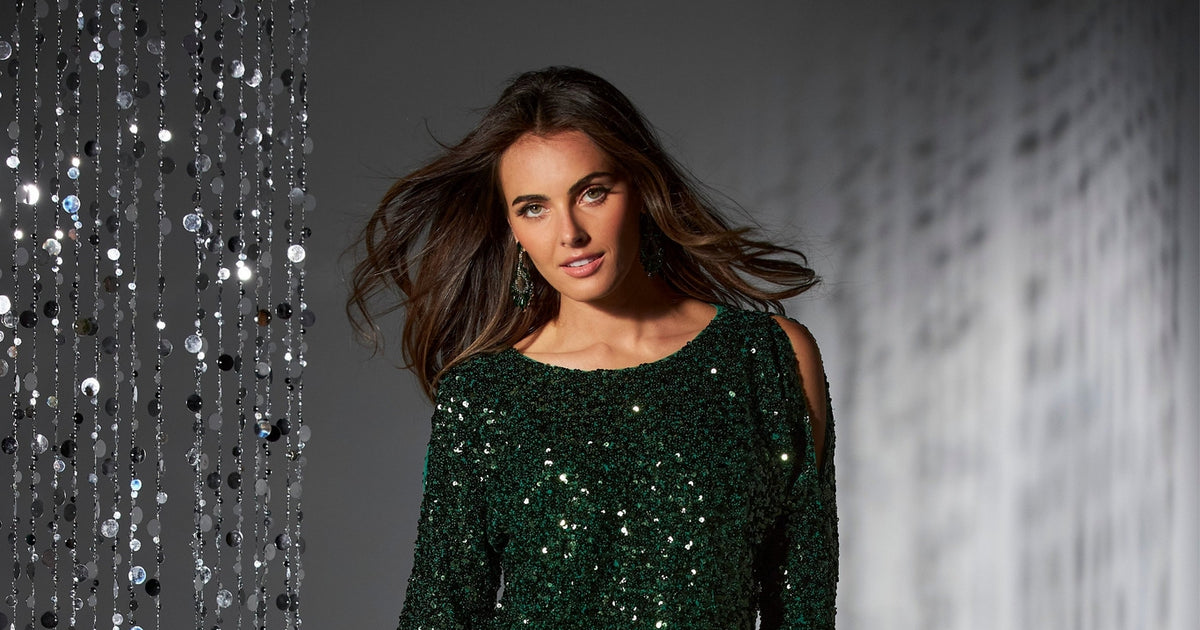 slim fit dress slacks Maiah Emerald Green Sequin Maxi Dress - US 18
