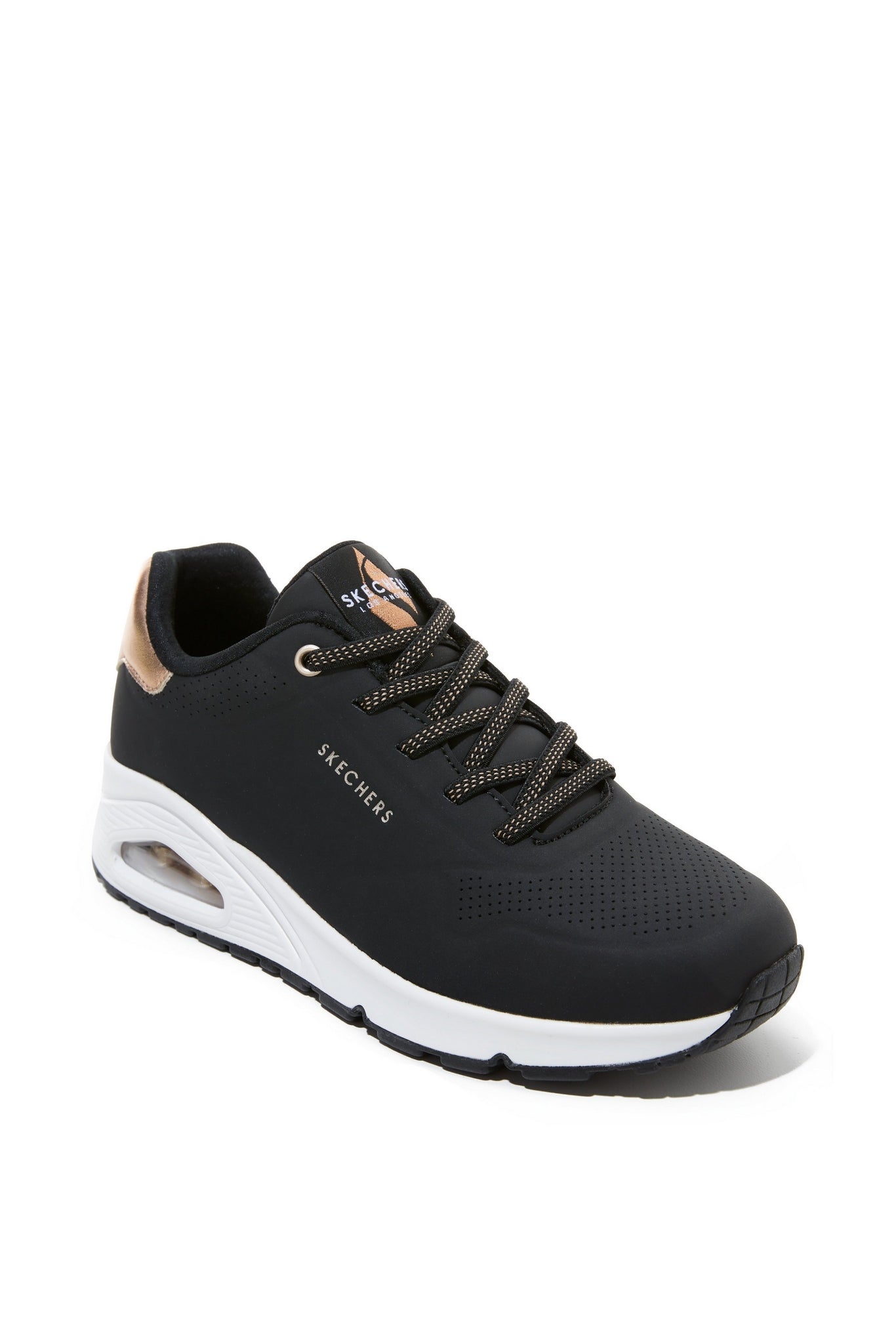 Metallic Tri-Lace-Up Slip-On Sneaker Black