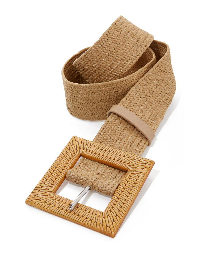 Raffia Woven Stretch Belt Natural