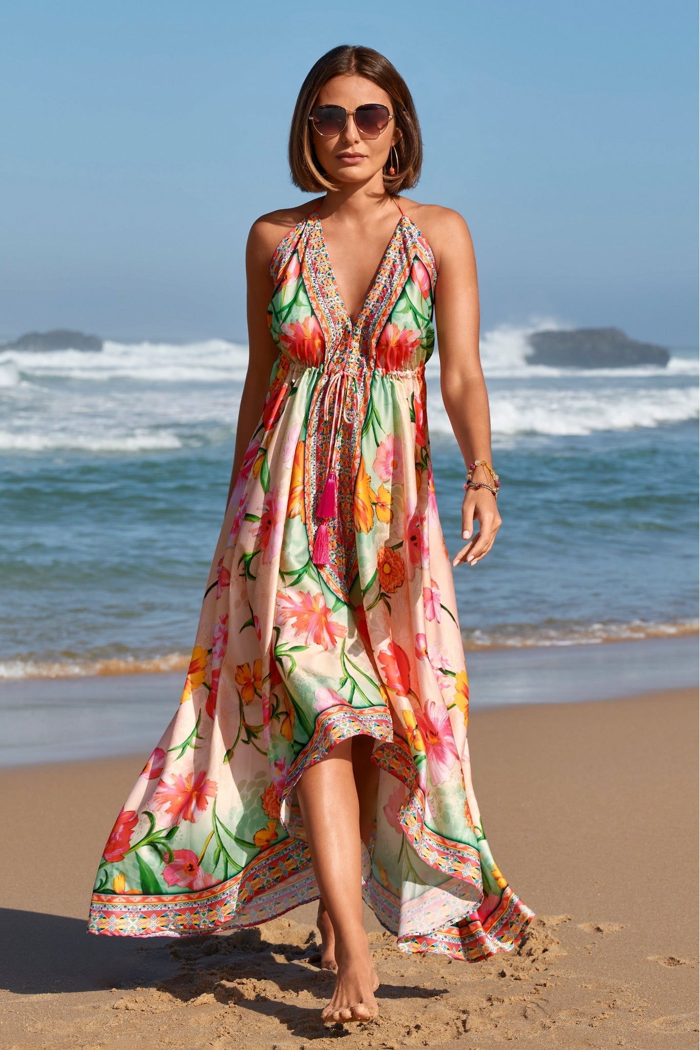 Multi Print High Low Dress Multi
