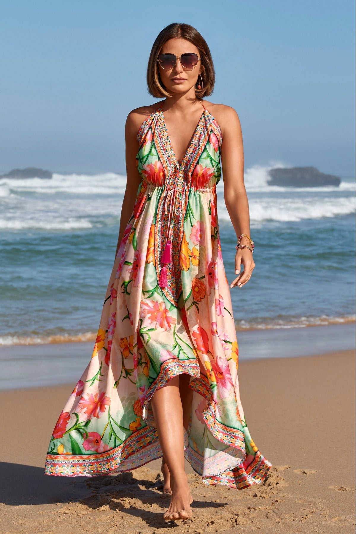 Multi Print High Low Dress Multi