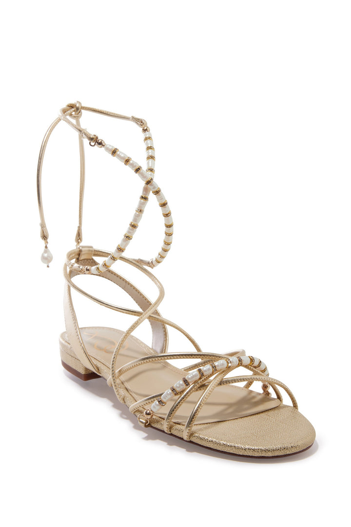 Pearl Lace Up Sandal Gold