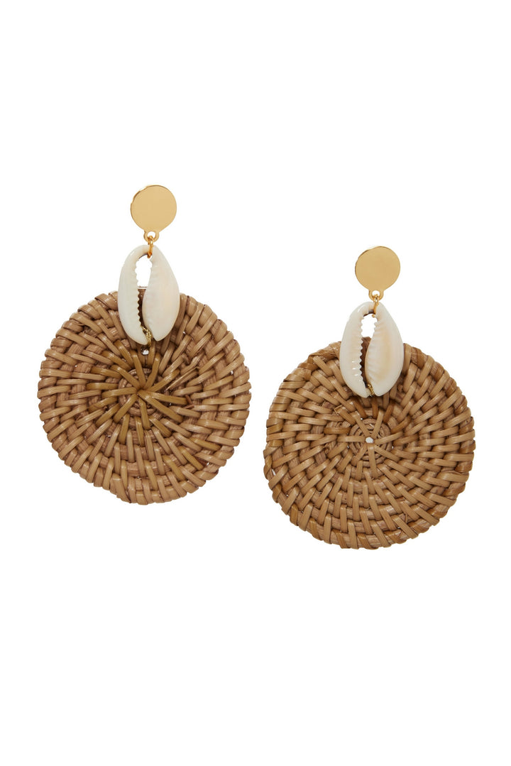 Woven Seashell Earrings Neutral Multi