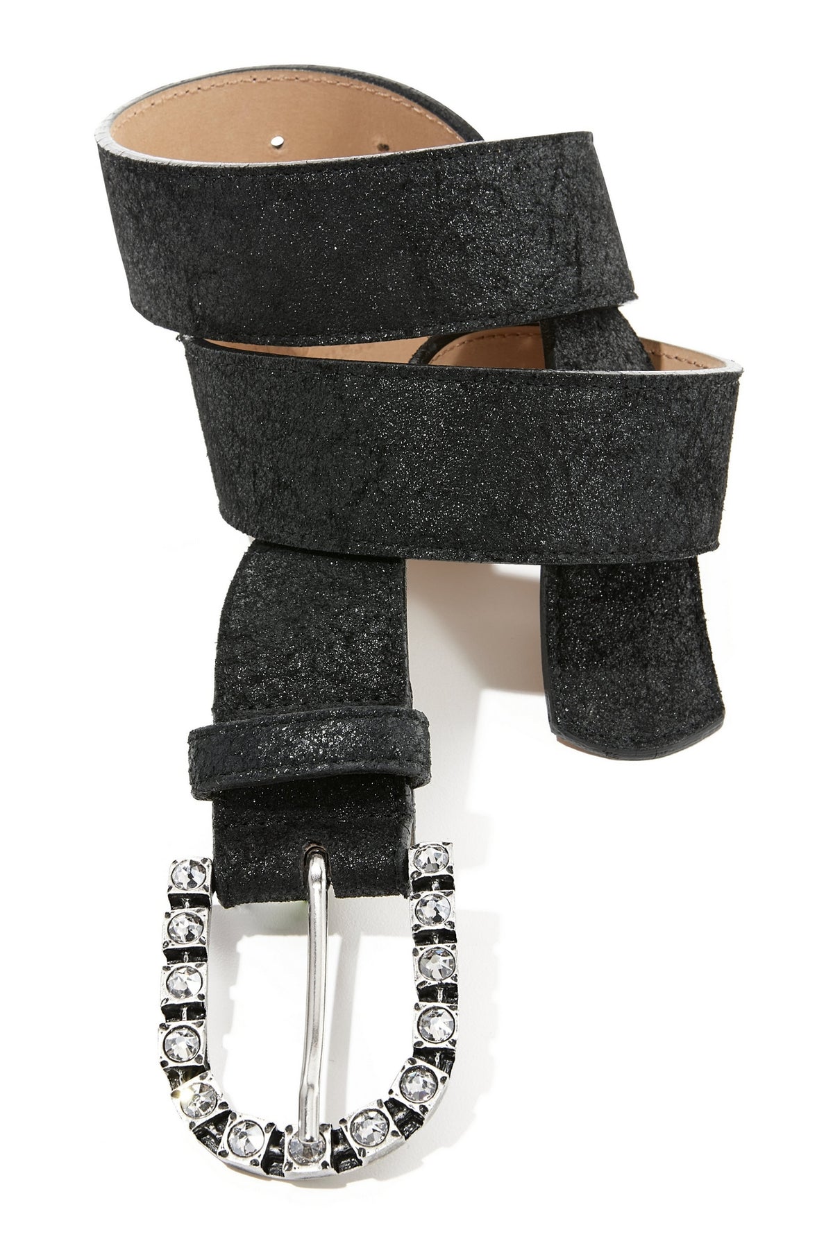 Embellished Rhinestone Buckle Belt Black