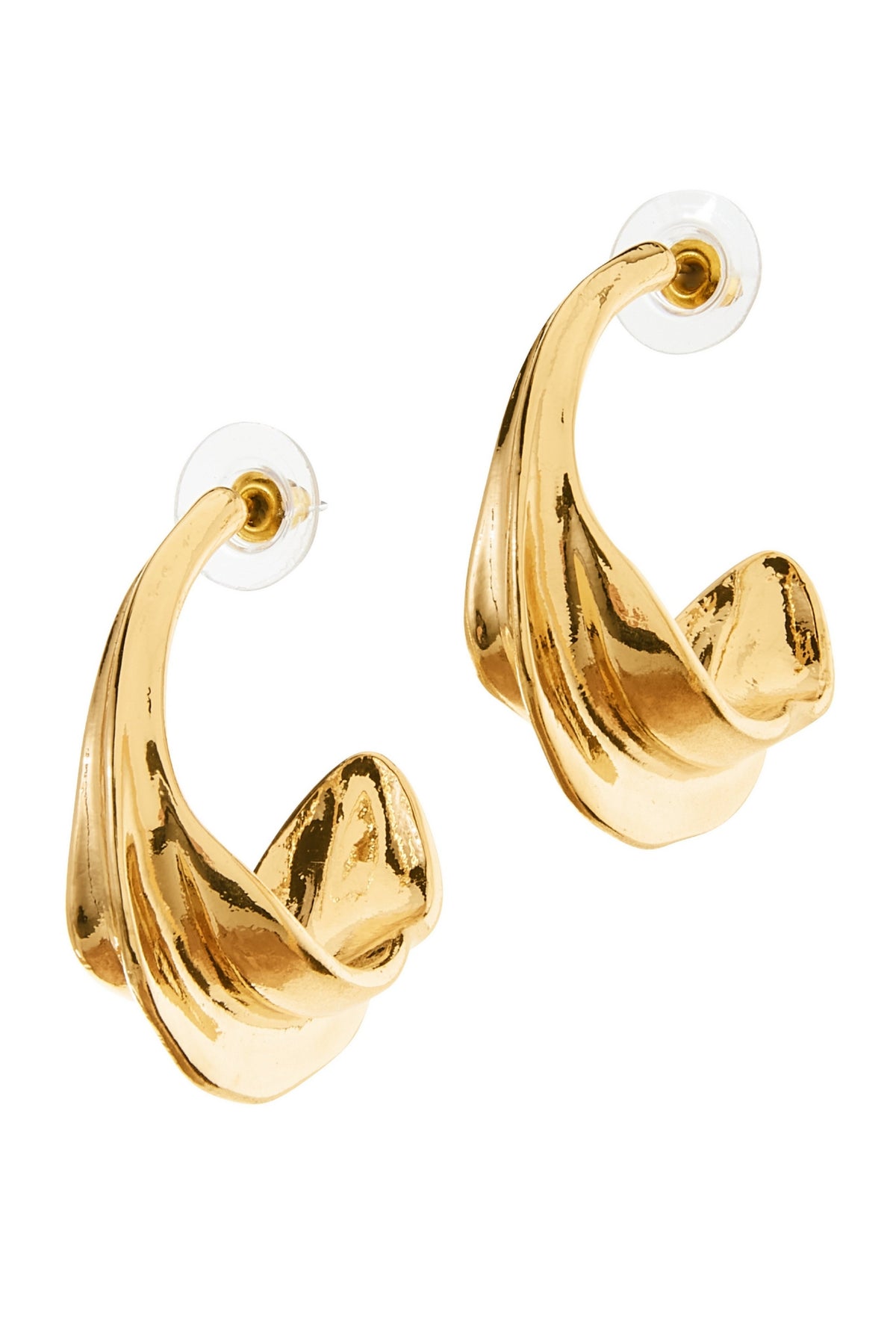 Hammered Metal Hoop Earrings Gold