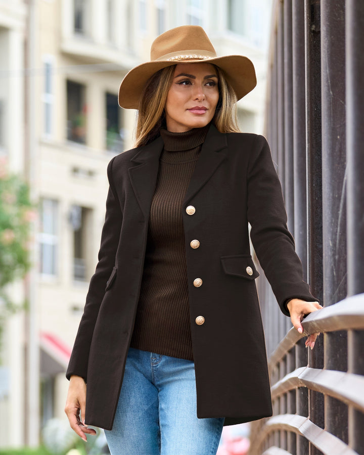 Classic Tailored Coat Chocolate Brown