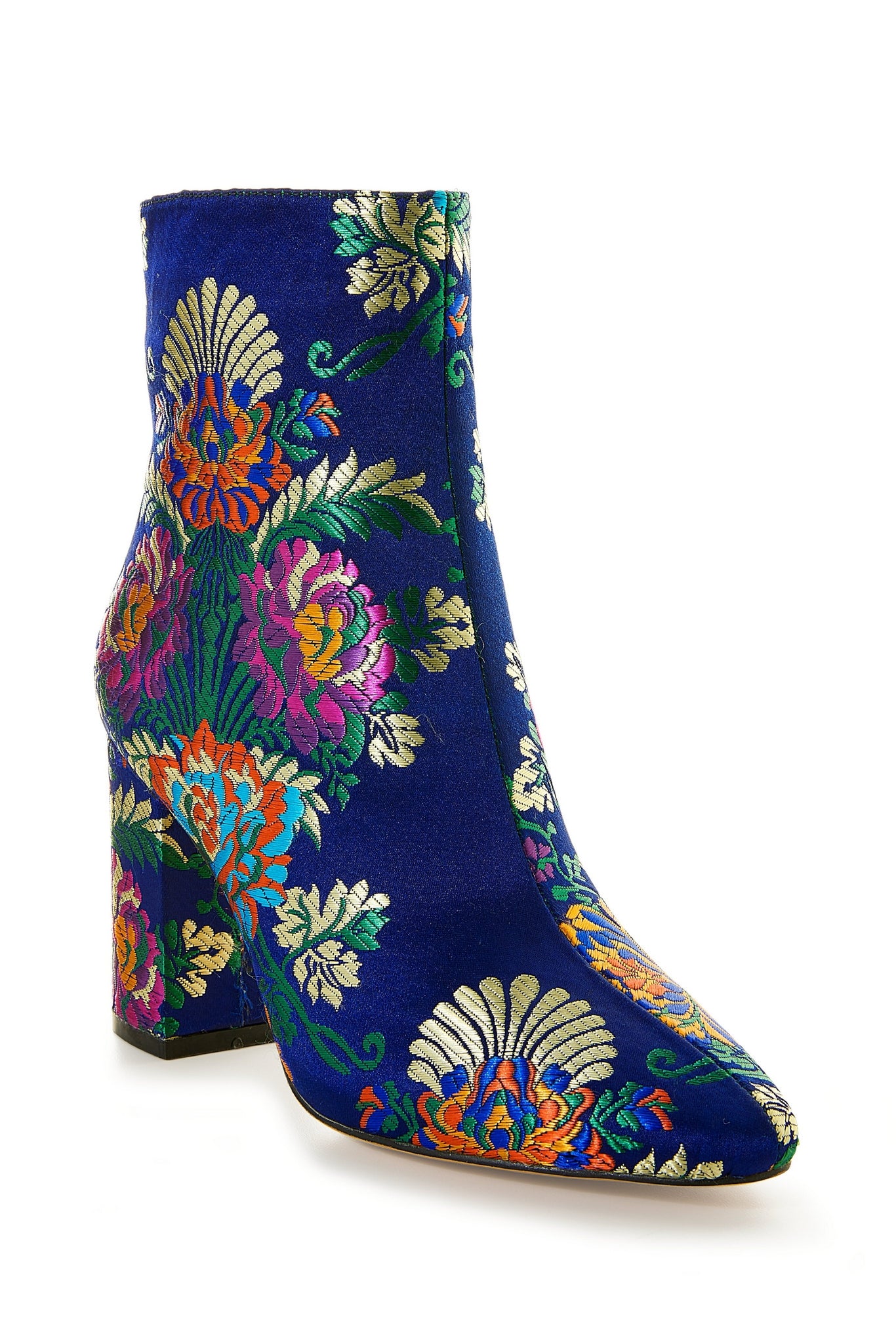 Jacquard Heeled Bootie Blue Multi
