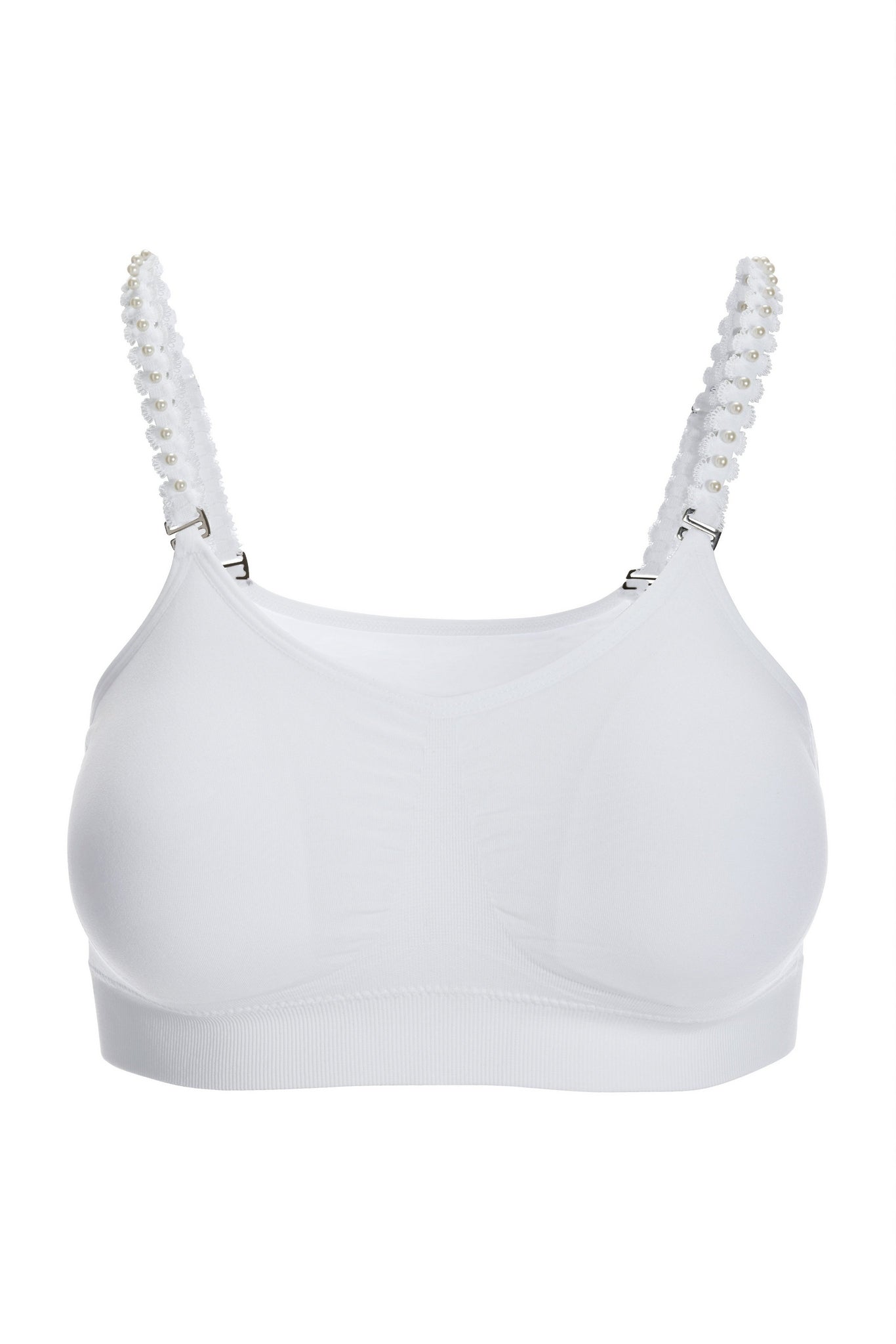 Faux Pearl Strap It Bralette White