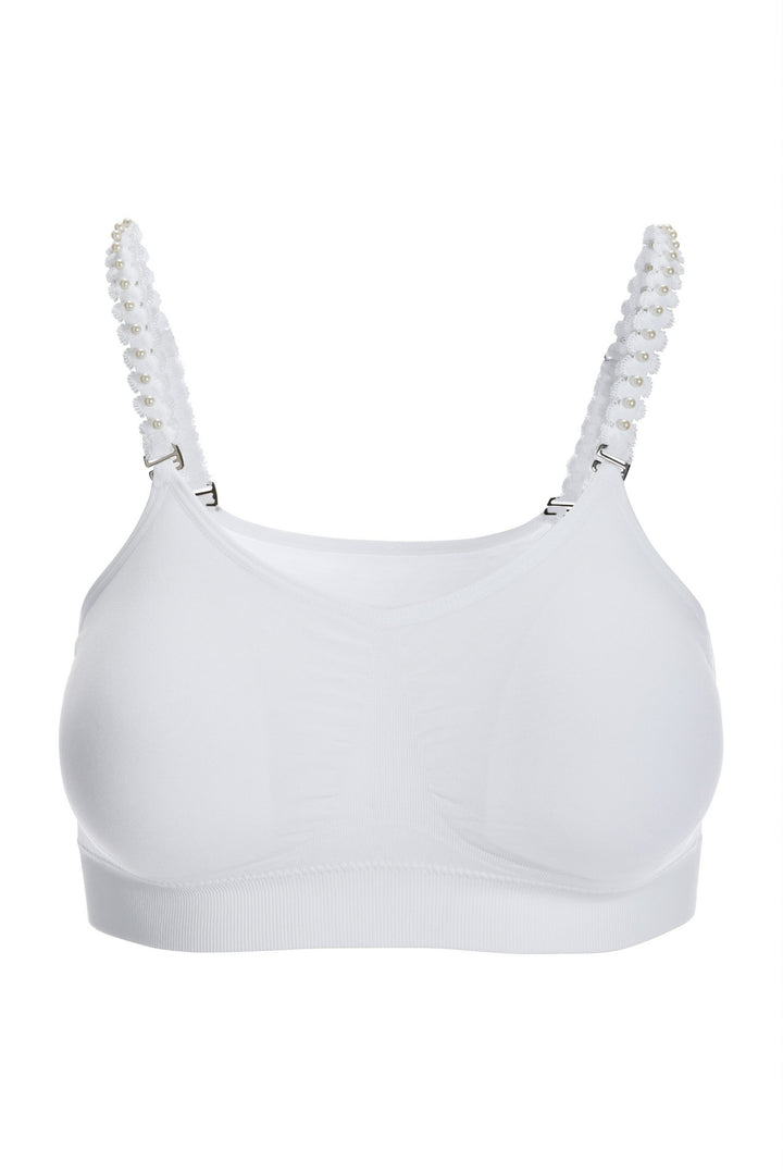 Faux Pearl Strap It Bralette White