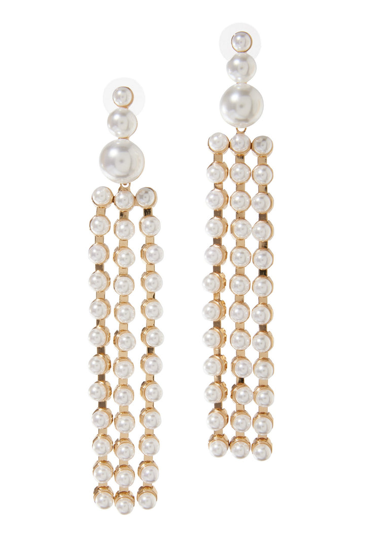 Fringe Pearl Statement Earring Gold