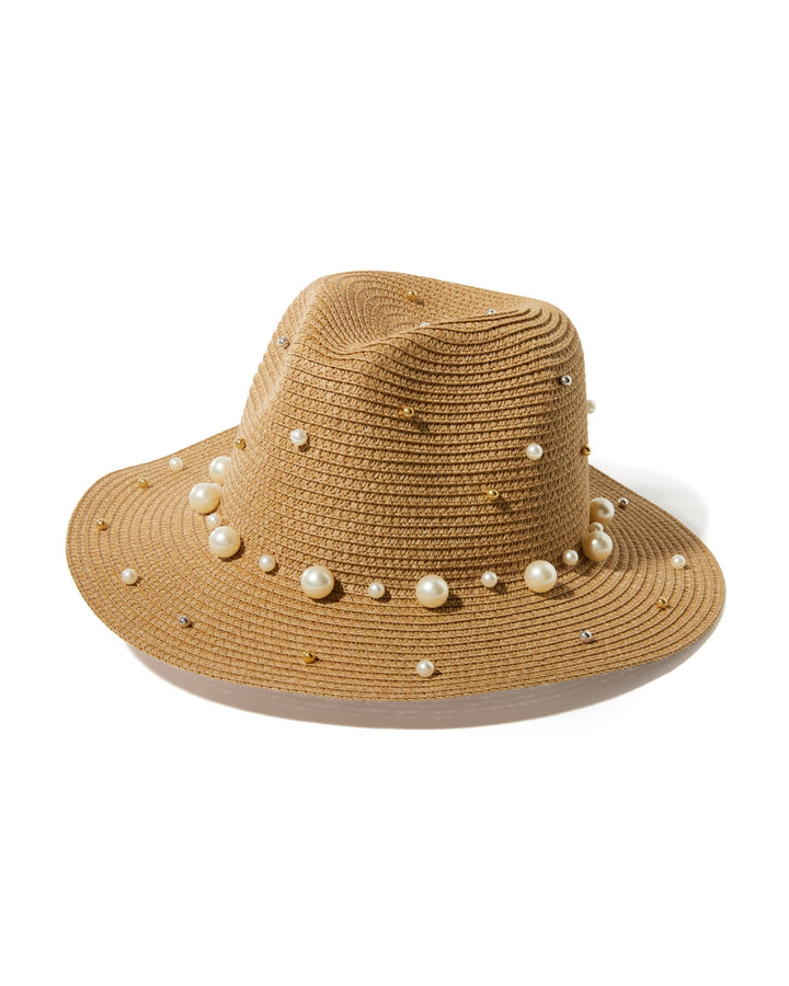 Pearl Embellished Hat Natural