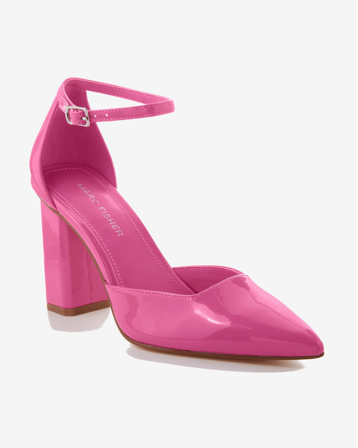 Pointed Toe Metallic Ankle Strap Heel Pink
