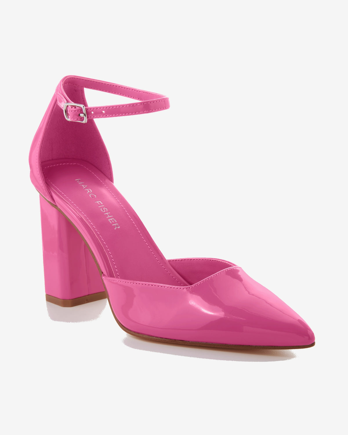Pointed Toe Metallic Ankle Strap Heel Pink