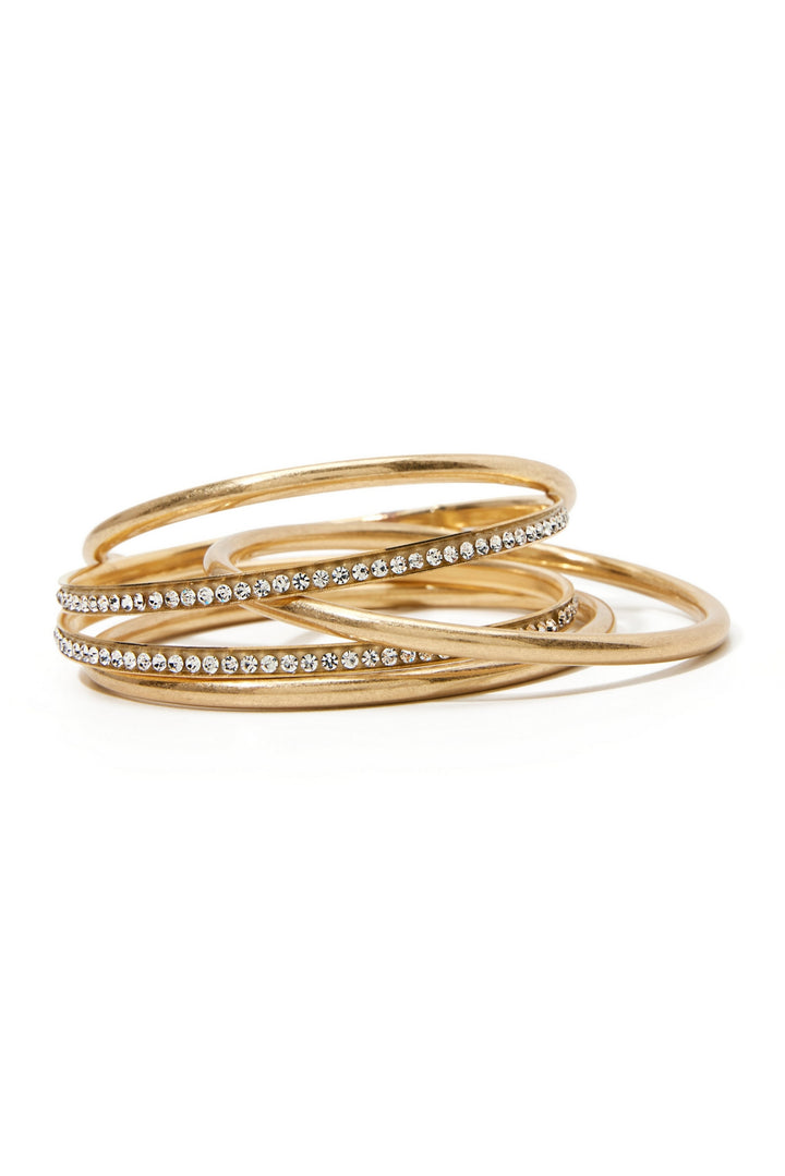 Crystal and Gold Bangle Set Gold