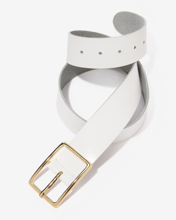 Modern Classic Leather Belt White