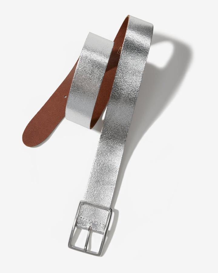 Modern Classic Leather Belt Silver