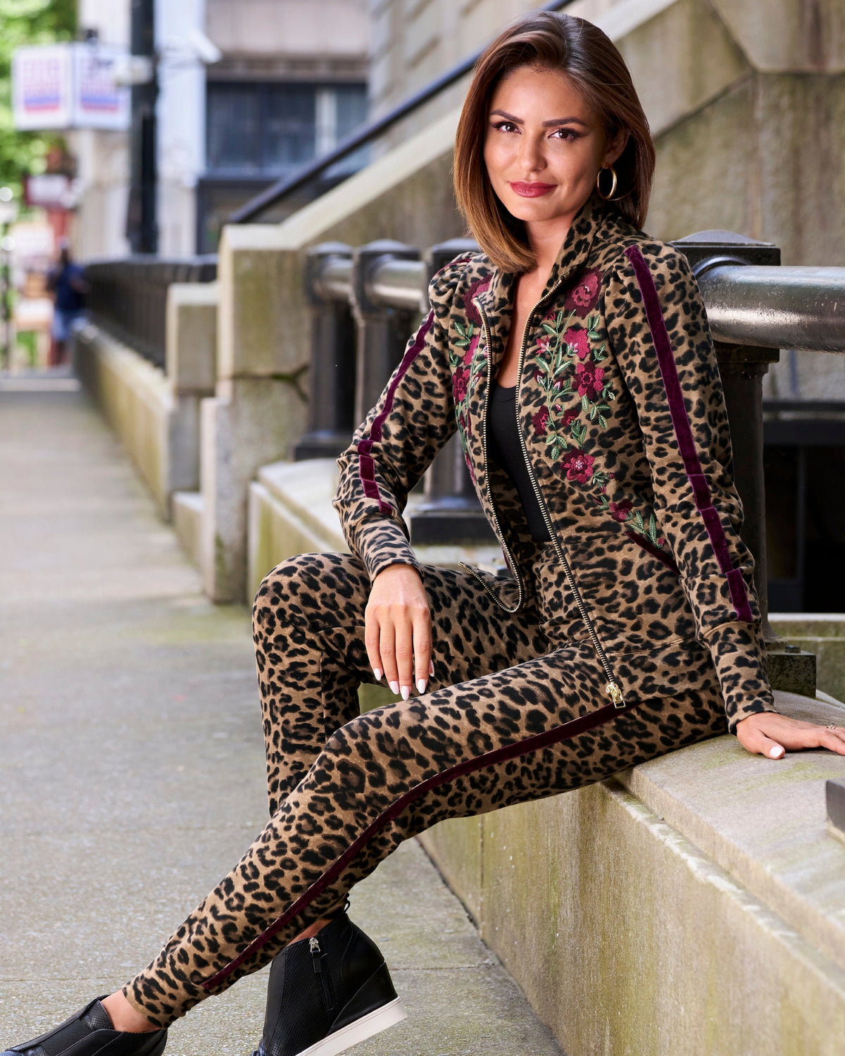 Cheetah Rose French Terry Set Black Multi