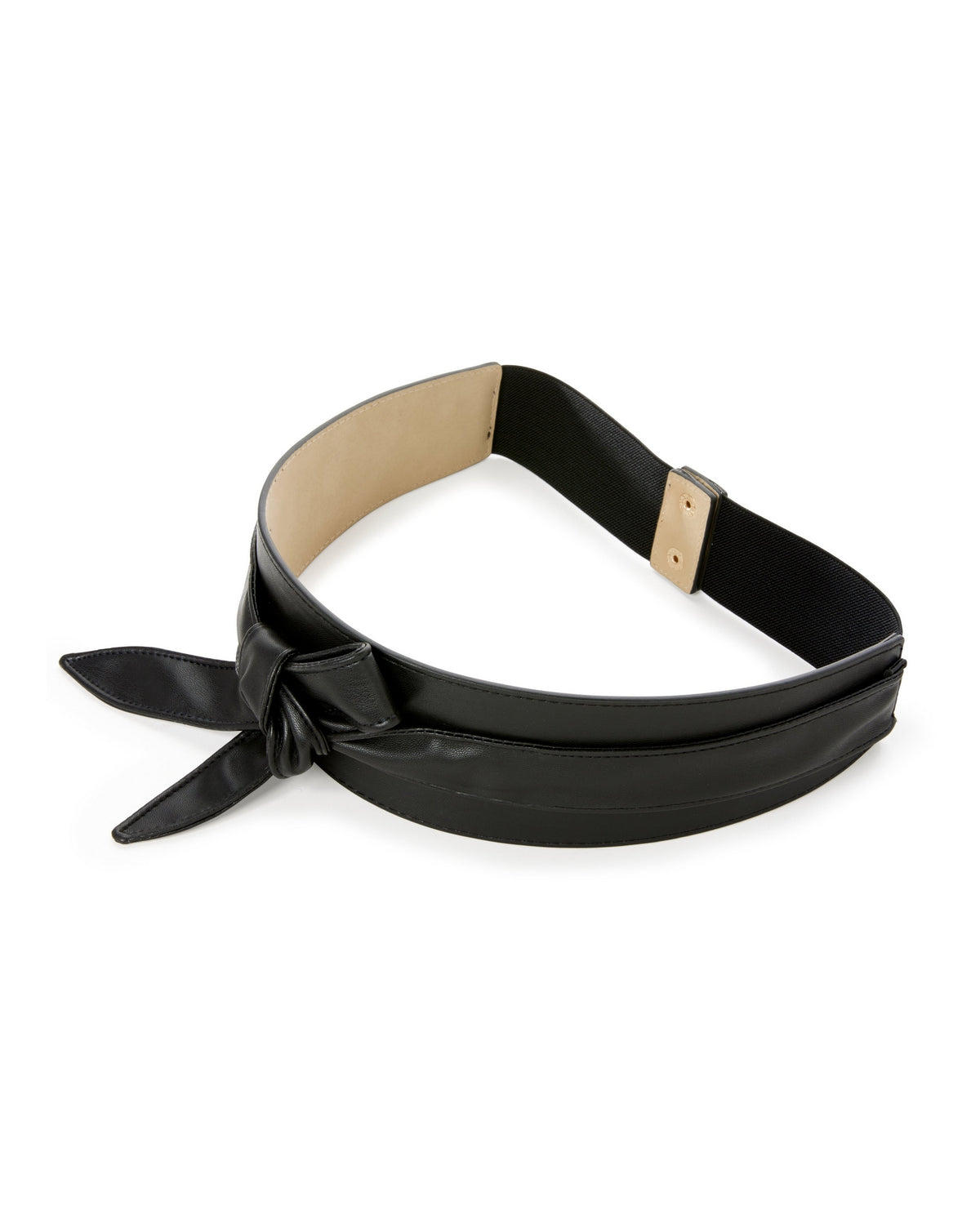Faux Wrap Elastic Waist Belt Black