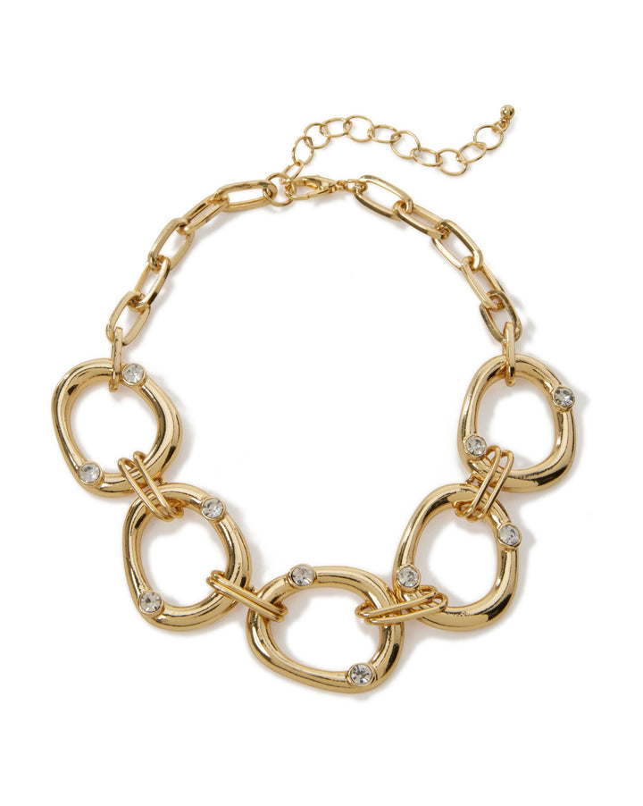 Gold Chain and Gem Choker Necklace Gold