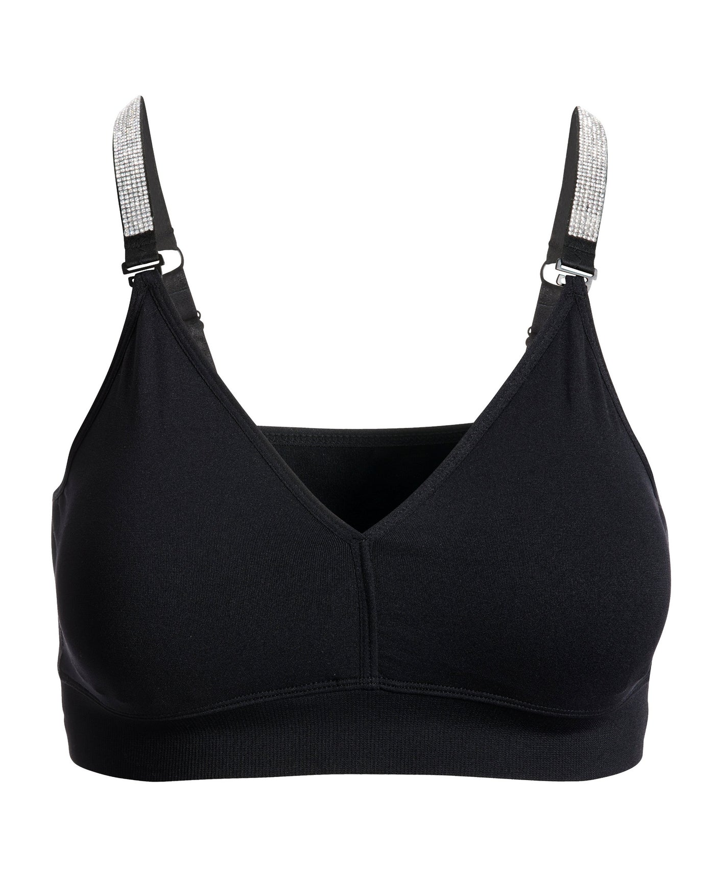Crystal Strap It Plunge Bralette Black