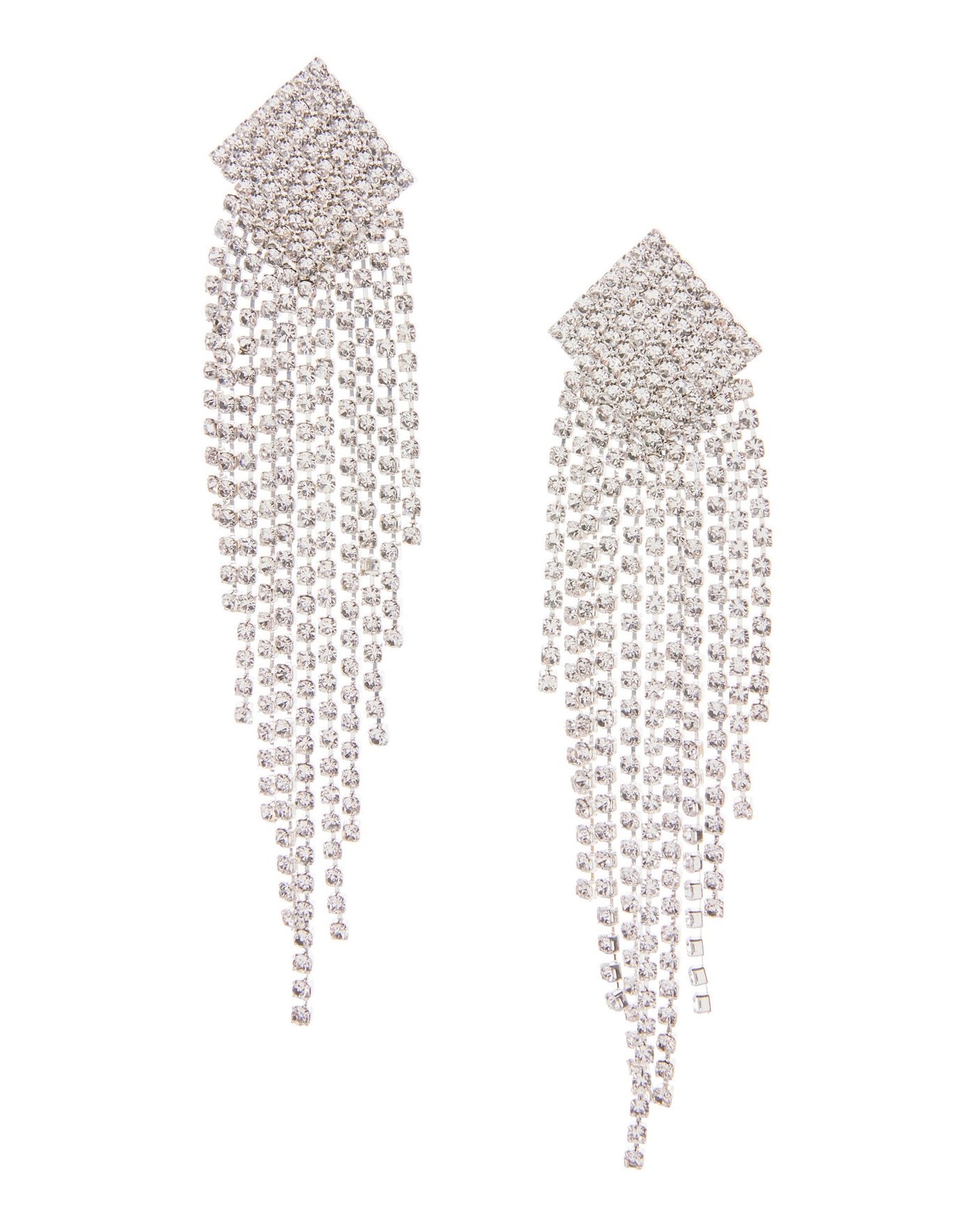Rhinestone Fringe Earring Silver