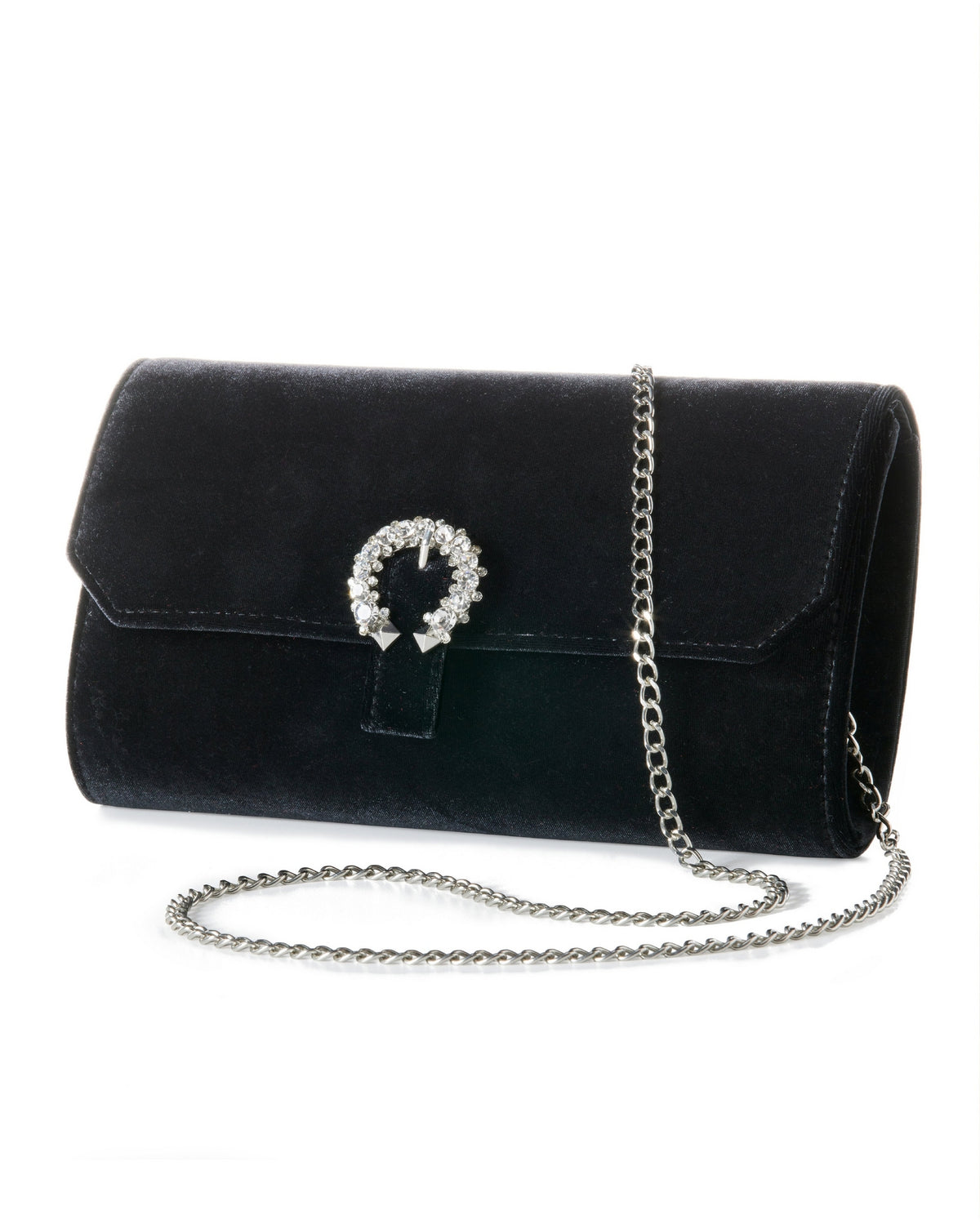 Velvet Embellished Clutch Black