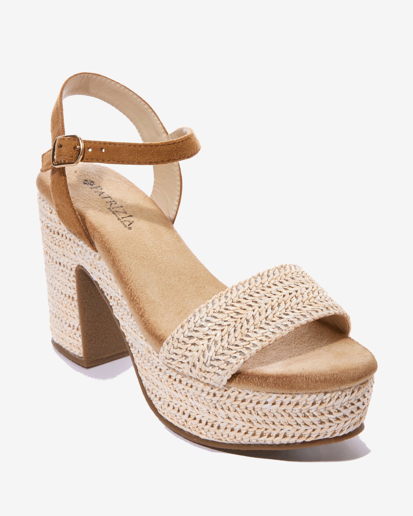 Raffia Platform Ankle Strap Heel Natural