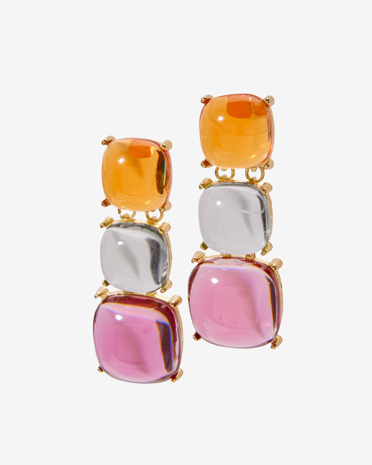 Multi Color Gem Drop Earrings Multi