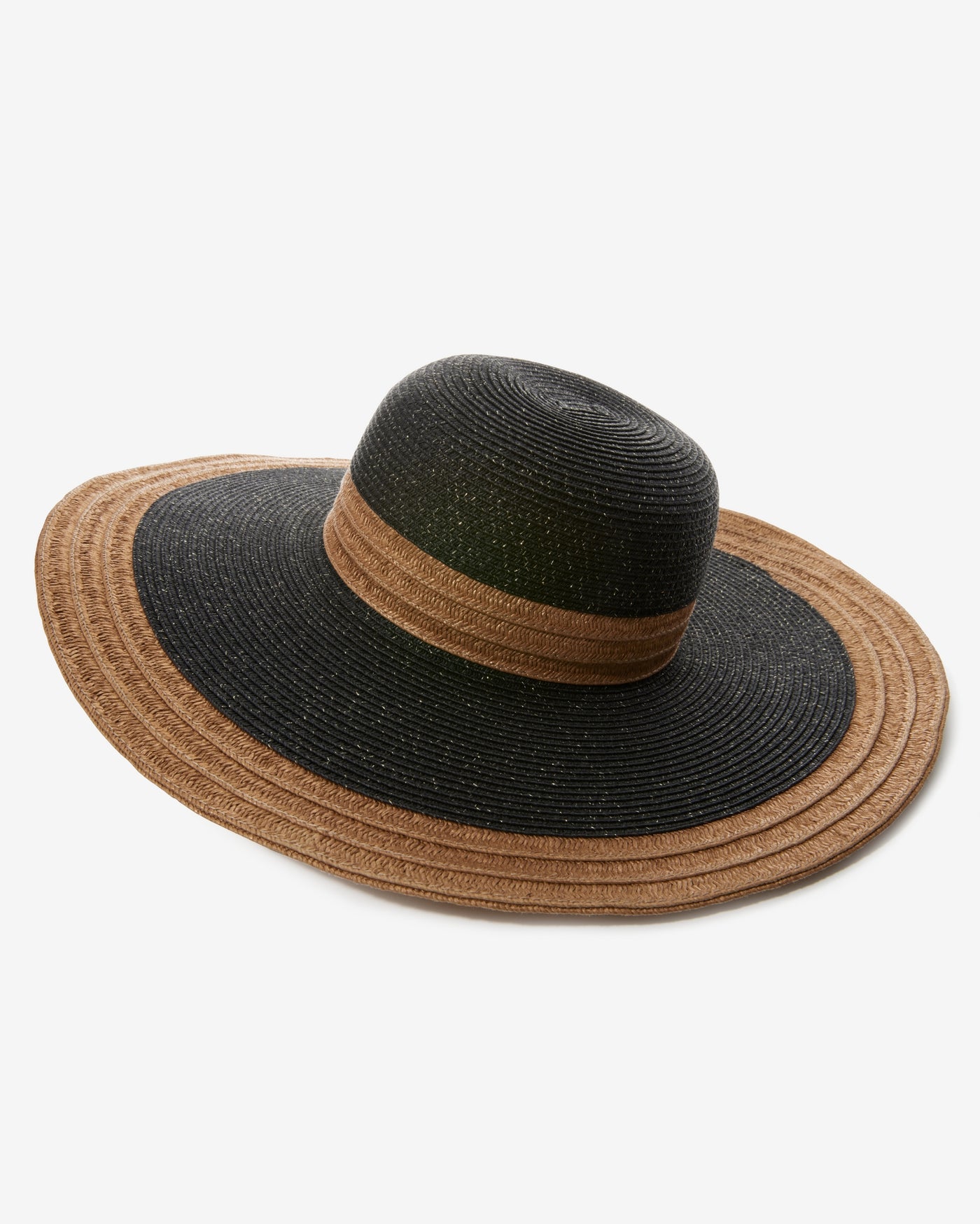 Shimmer Floppy Straw Hat Black/Gold