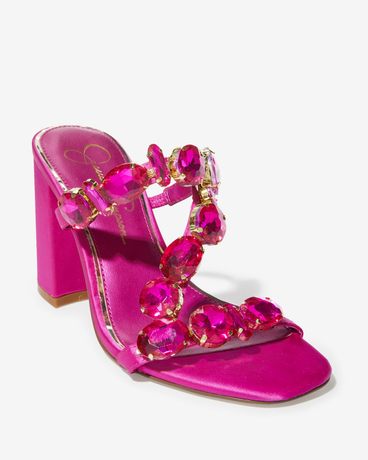 Oversized Gem Block Heel Pink