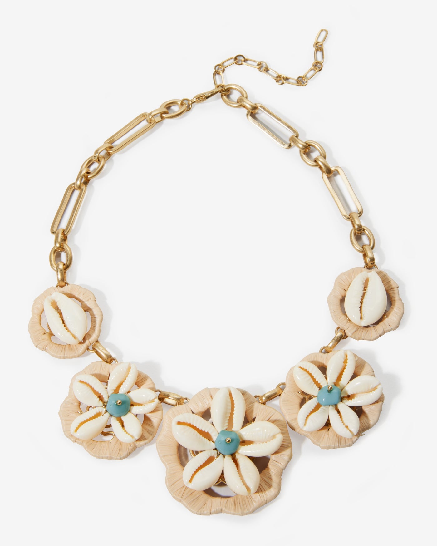 Statement Shell and Raffia Necklace Natural