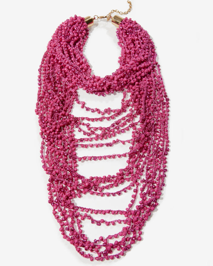 Layered Bead Necklace Pink