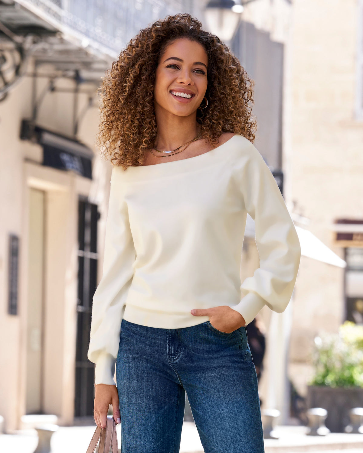 Lightweight Slouchy Sweater Off White