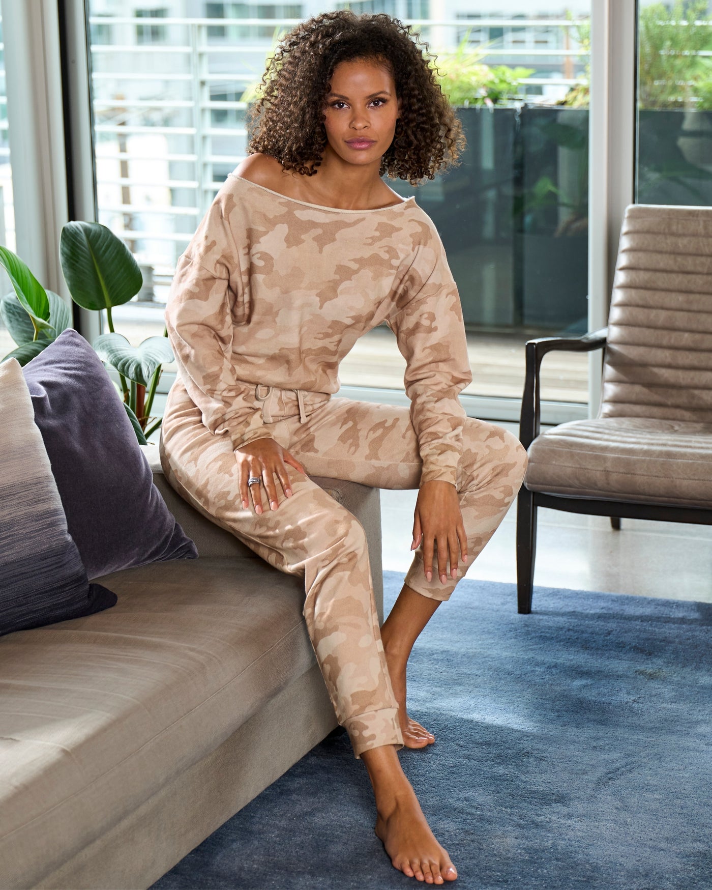 Cotton Comfort Camo Drawstring Lounge Jogger Neutral